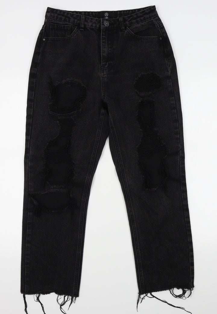 Missguided Womens Black Straight Jeans Size 12 L24 in