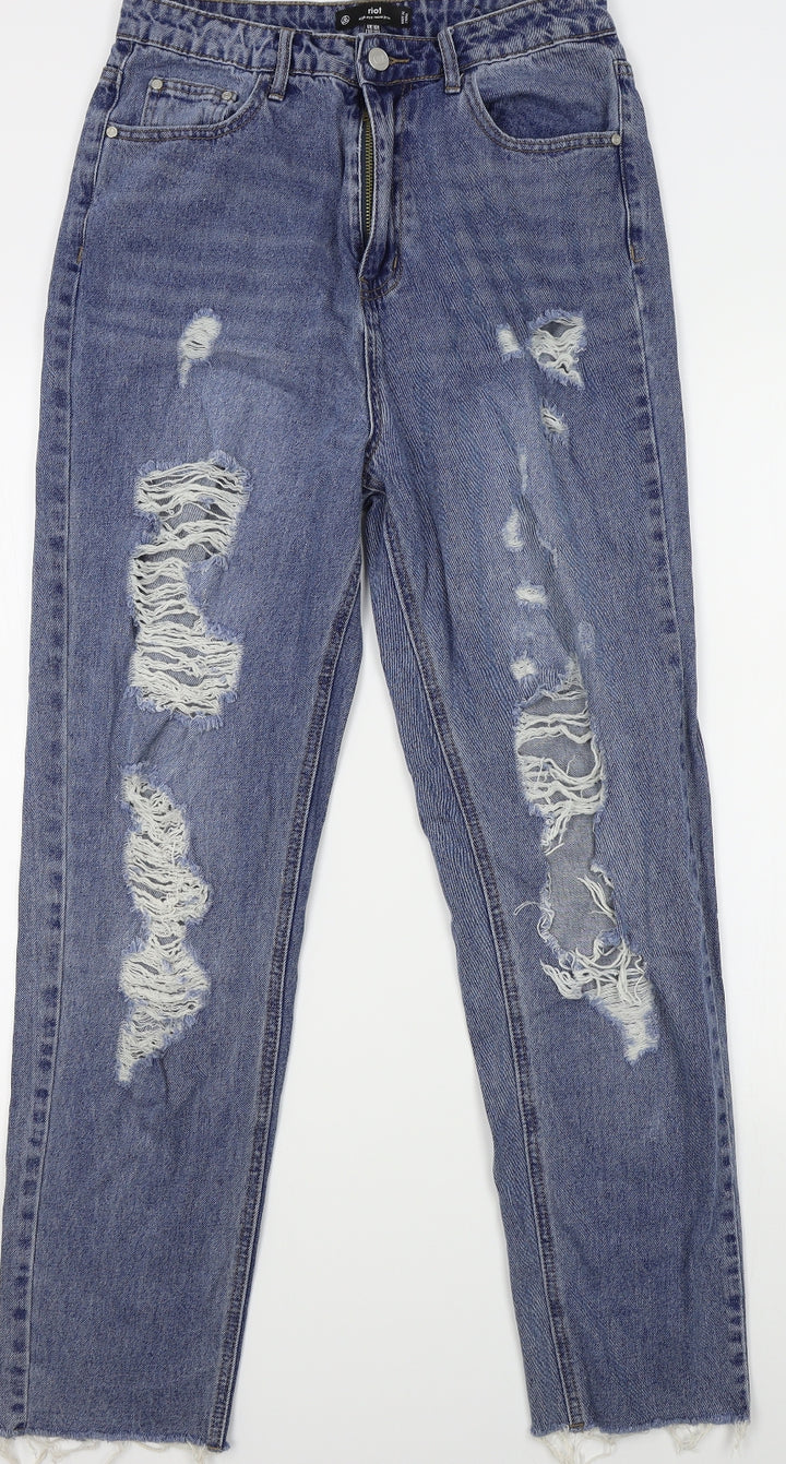 Missguided Womens Blue Straight Jeans Size 10 L28 in