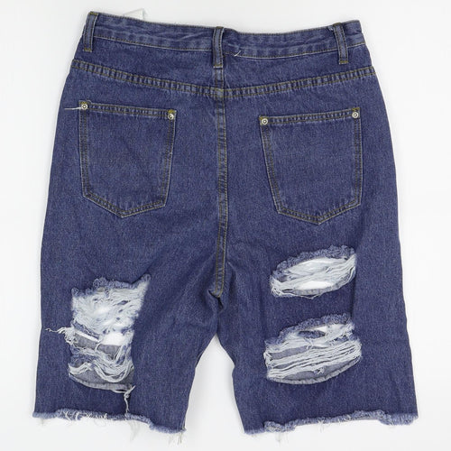 PRETTYLITTLETHING Womens Blue   Cut-Off Shorts Size 10 - distressed