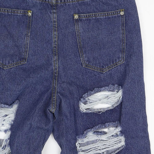 PRETTYLITTLETHING Womens Blue   Cut-Off Shorts Size 10 - distressed
