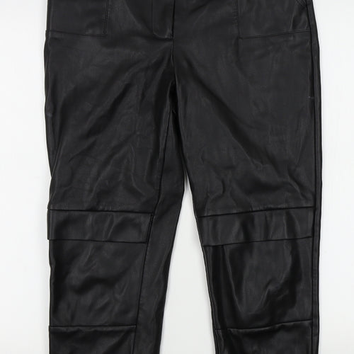 Missguided Womens Black   Trousers  Size 12 L23 in - Leather look