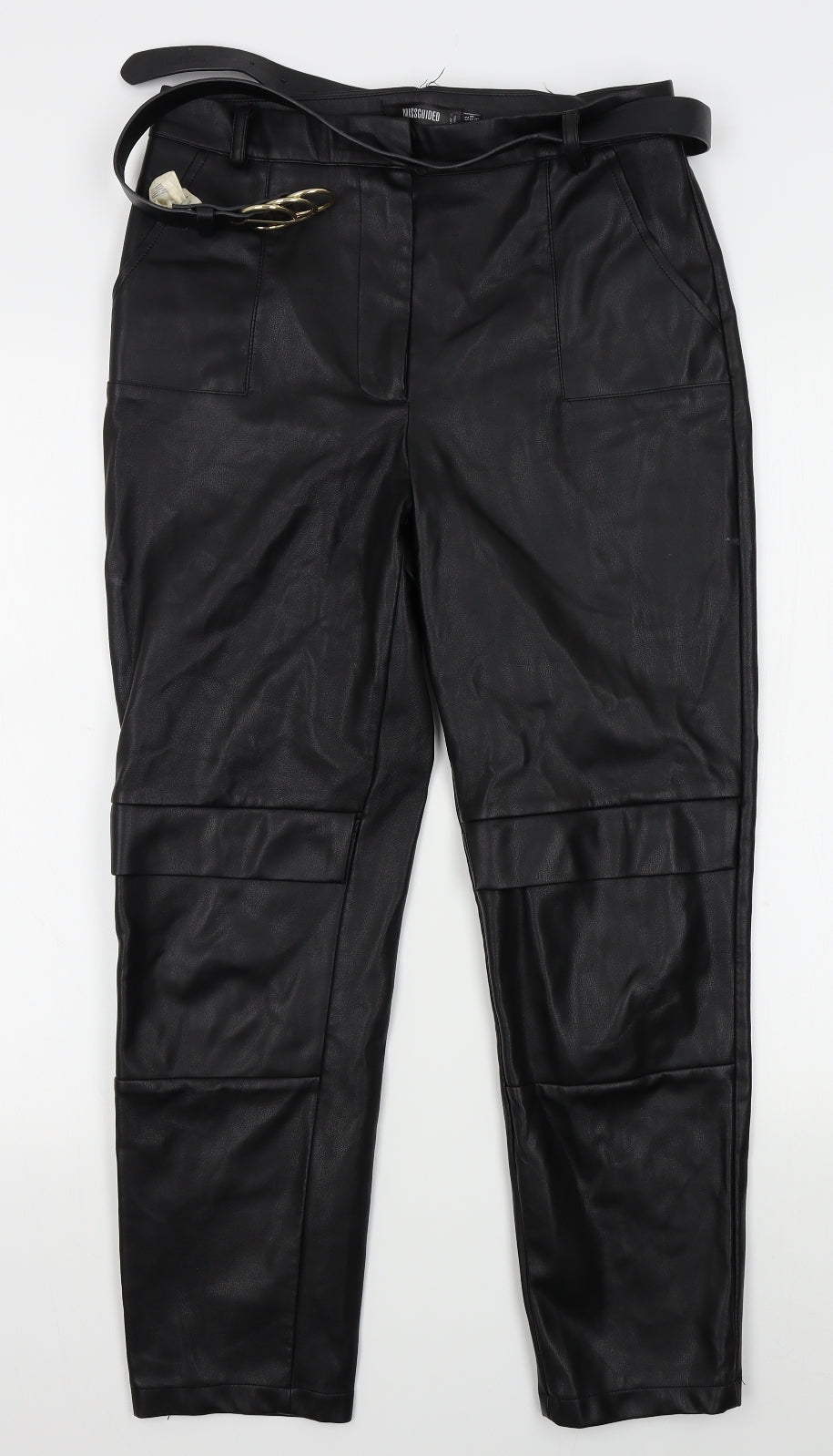 Missguided Womens Black   Trousers  Size 12 L23 in - Leather look