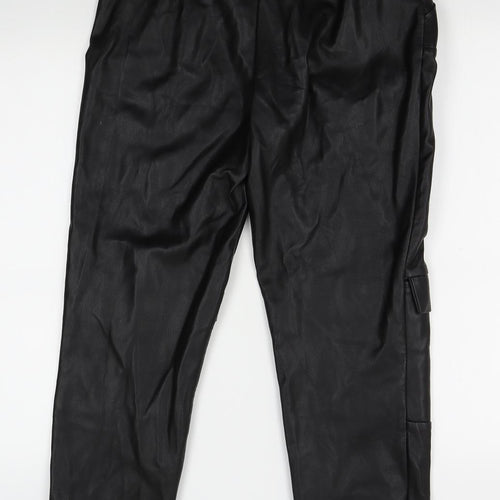 Missguided Womens Black   Trousers  Size 12 L23 in - Leather look