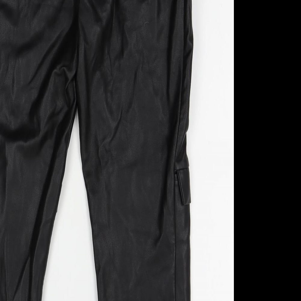 Missguided Womens Black   Trousers  Size 12 L23 in - Leather look