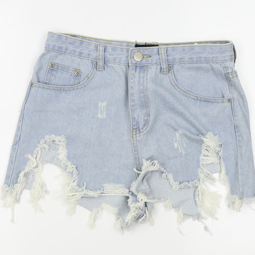PRETTYLITTLETHING Womens Blue   Mom Shorts Size 10 - distressed