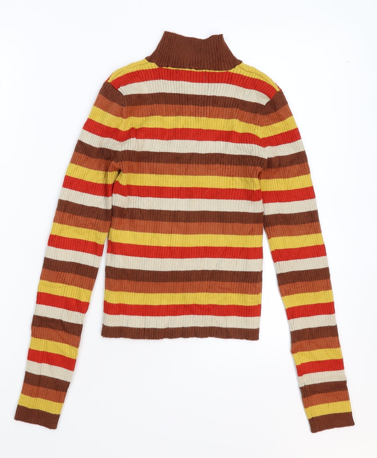 Pieces Womens Multicoloured Striped Knit Pullover Jumper Size M