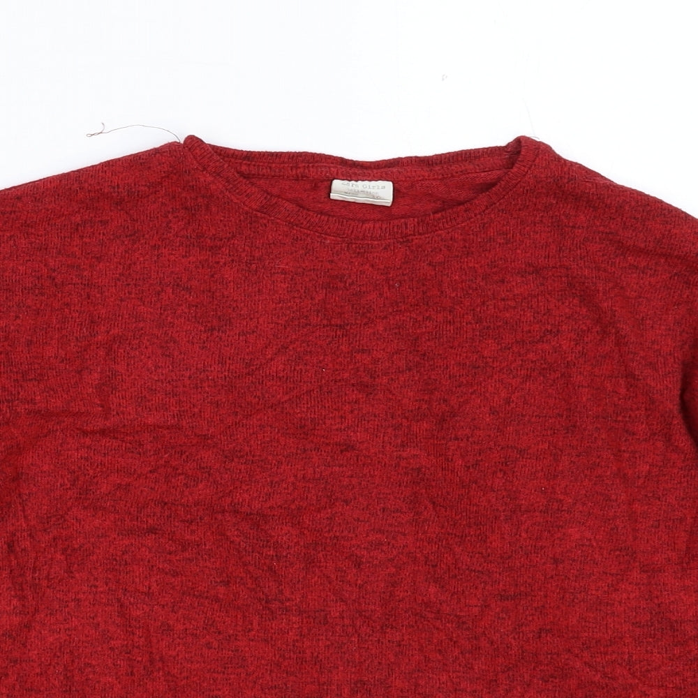 Zara Girls Red  Knit Pullover Jumper Size 10 Years