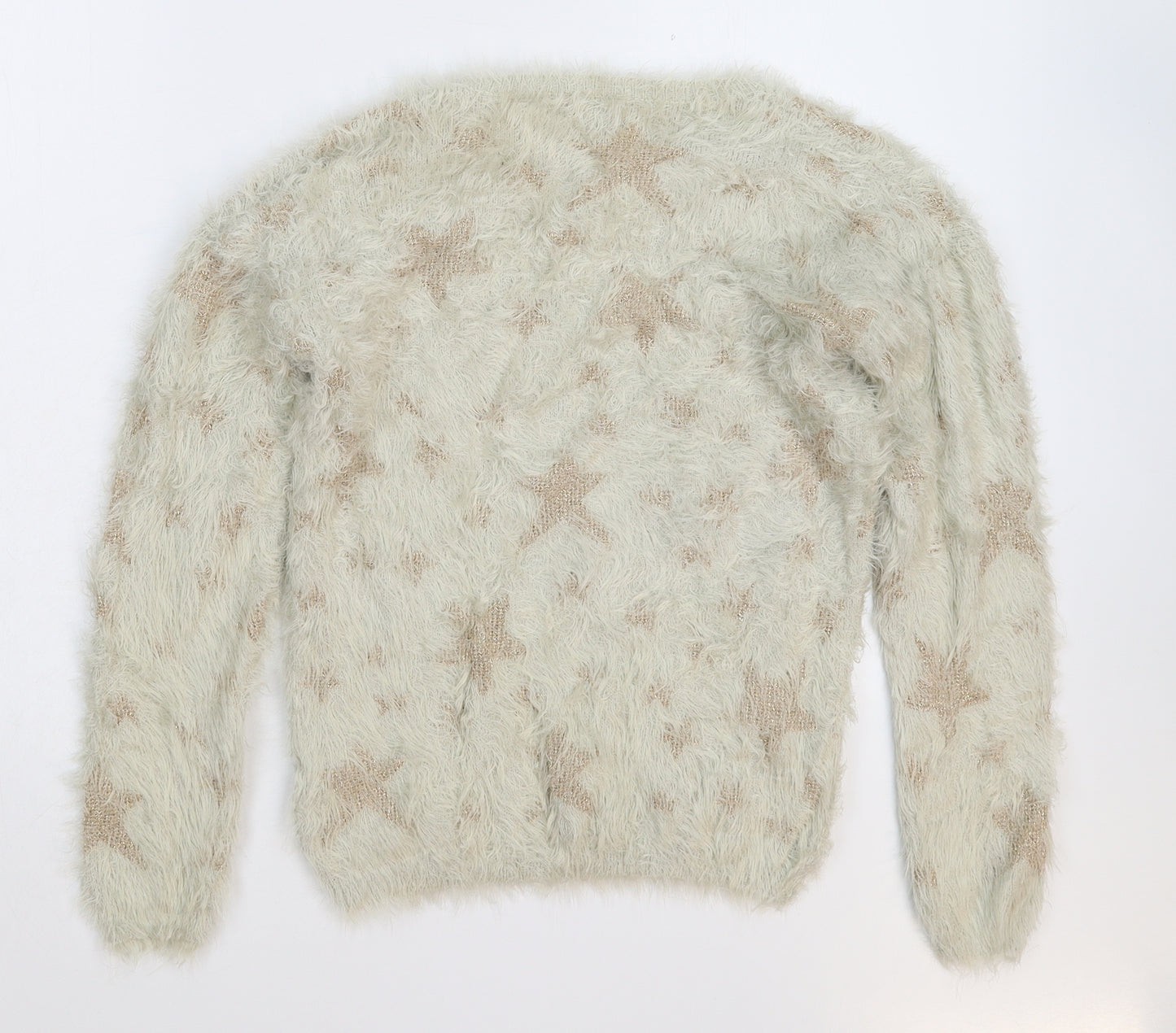 NEXT Girls White Geometric Knit Pullover Jumper Size 11-12 Years