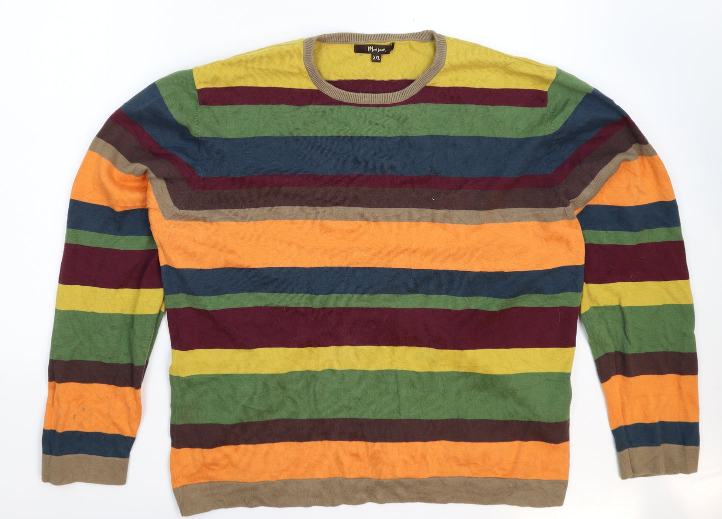 Monsoon Mens Multicoloured Striped Knit Pullover Jumper Size 2XL