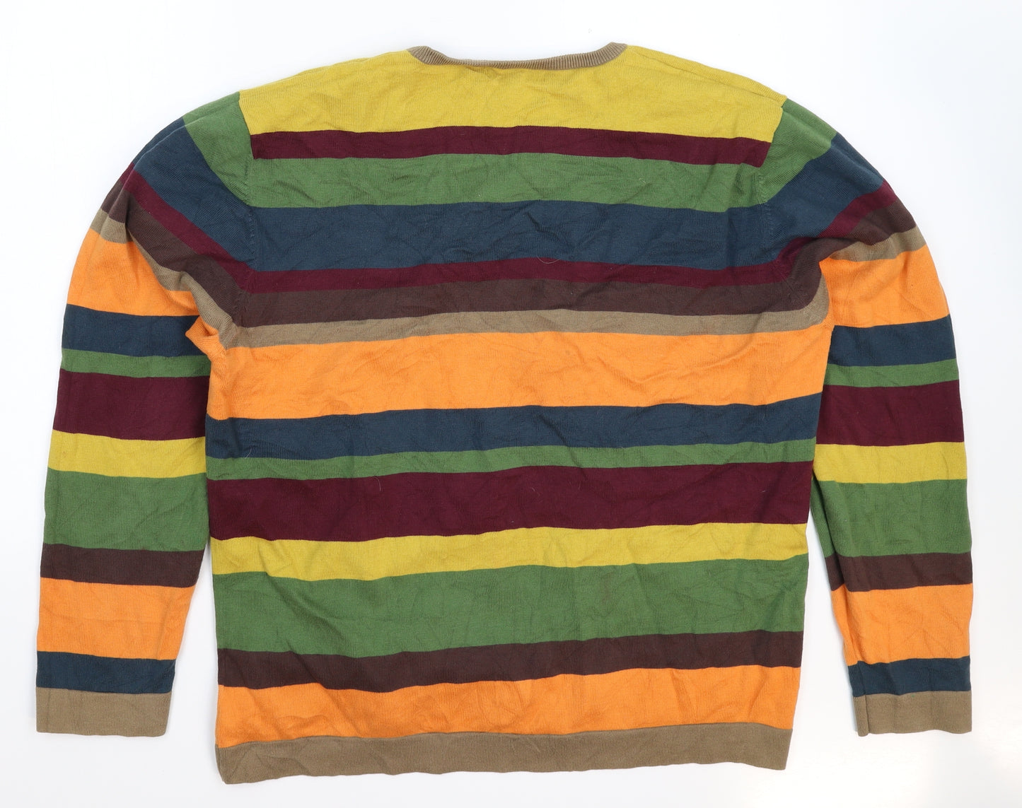 Monsoon Mens Multicoloured Striped Knit Pullover Jumper Size 2XL