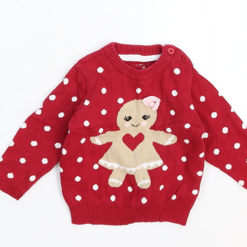 Earlydays Baby Red Polka Dot Knit Pullover Jumper Size 9-12 Months
