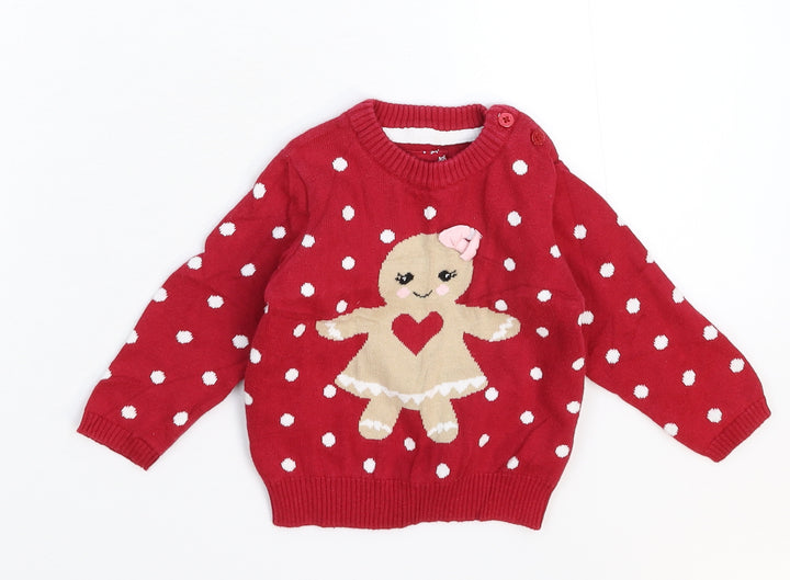 Earlydays Baby Red Polka Dot Knit Pullover Jumper Size 9-12 Months