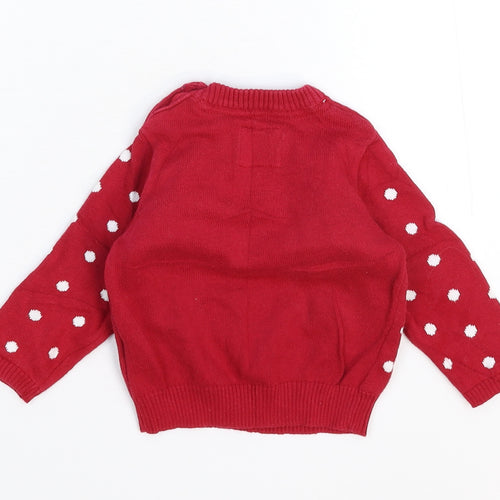 Earlydays Baby Red Polka Dot Knit Pullover Jumper Size 9-12 Months