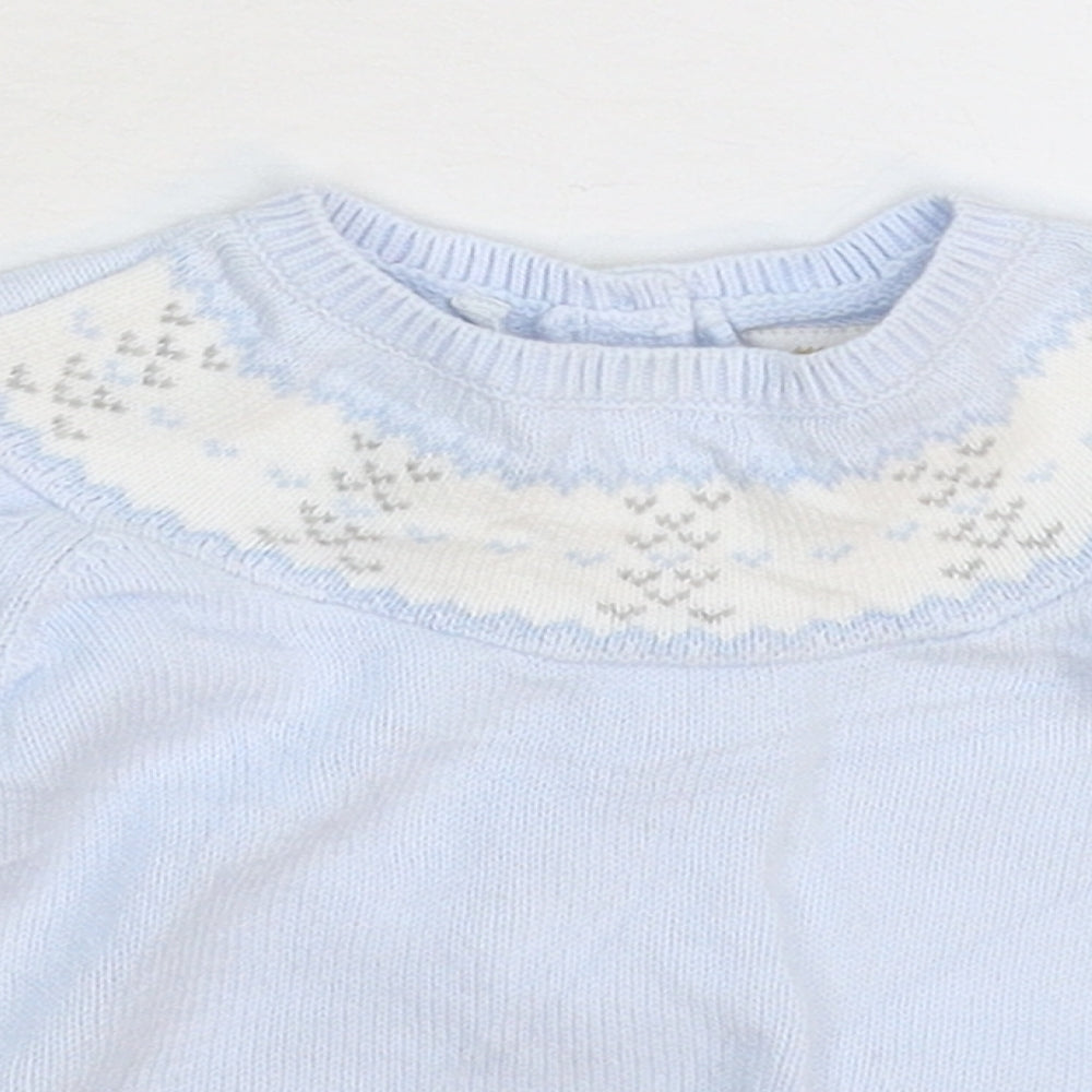 Emile et Rose Baby Blue Geometric Knit Pullover Jumper Size 6-9 Months