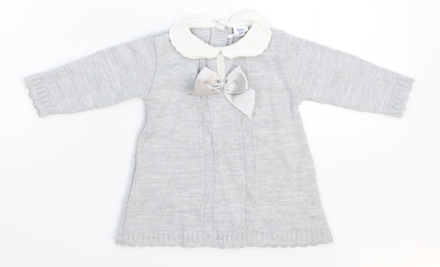 Bee Bo Girls Grey  Knit Jumper Dress  Size 6-9 Months