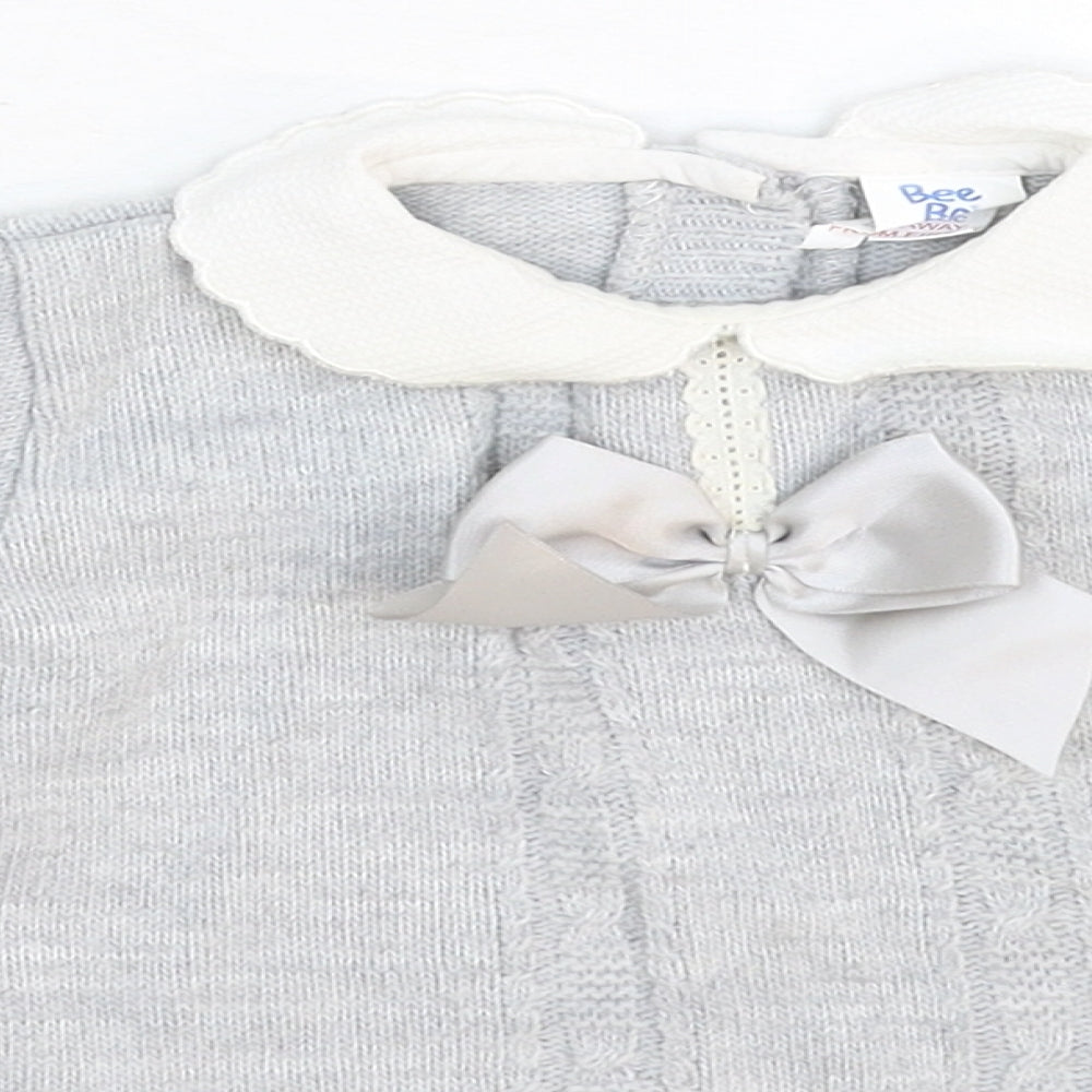 Bee Bo Girls Grey  Knit Jumper Dress  Size 6-9 Months