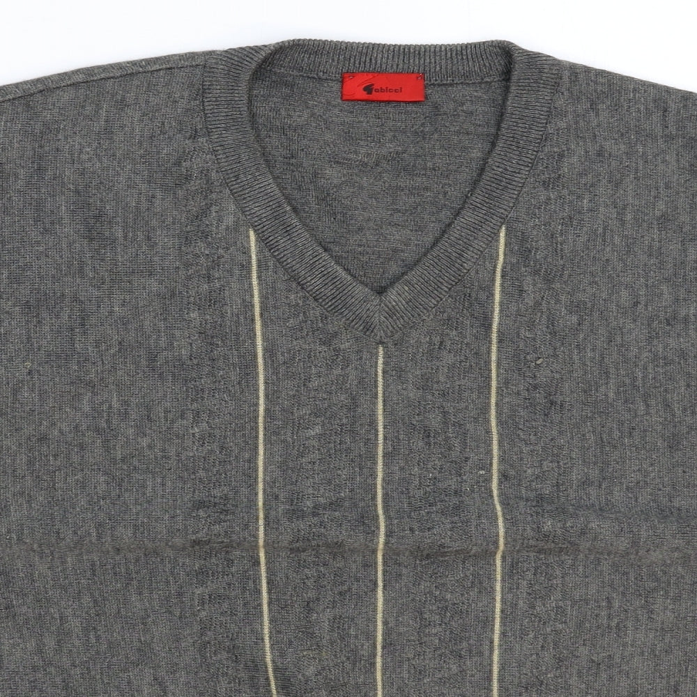 Gabicci Mens Grey Striped Knit Pullover Jumper Size 2XL