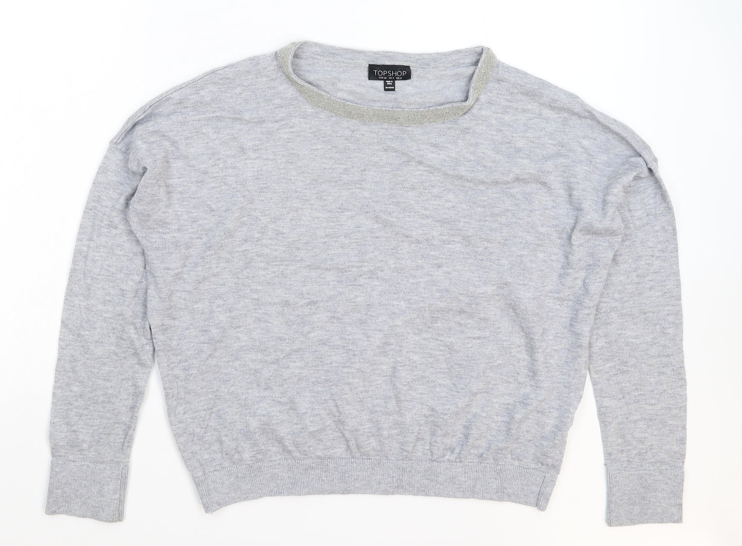 Topshop Womens Grey  Knit Pullover Jumper Size 8
