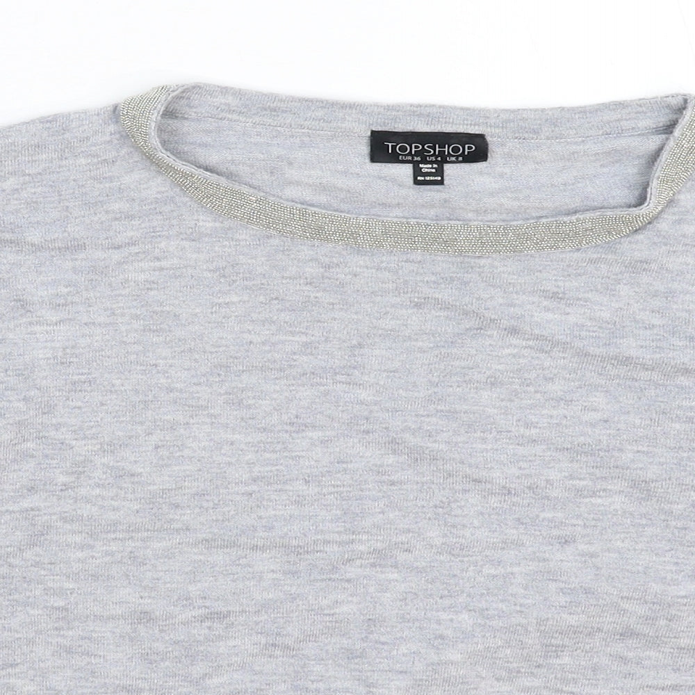 Topshop Womens Grey  Knit Pullover Jumper Size 8