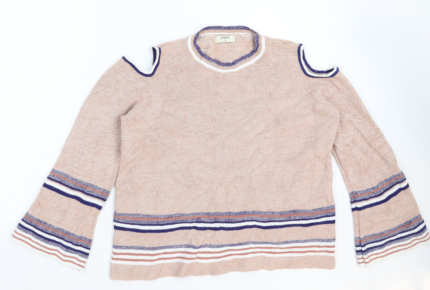 Papaya Womens Beige  Knit Pullover Jumper Size 18