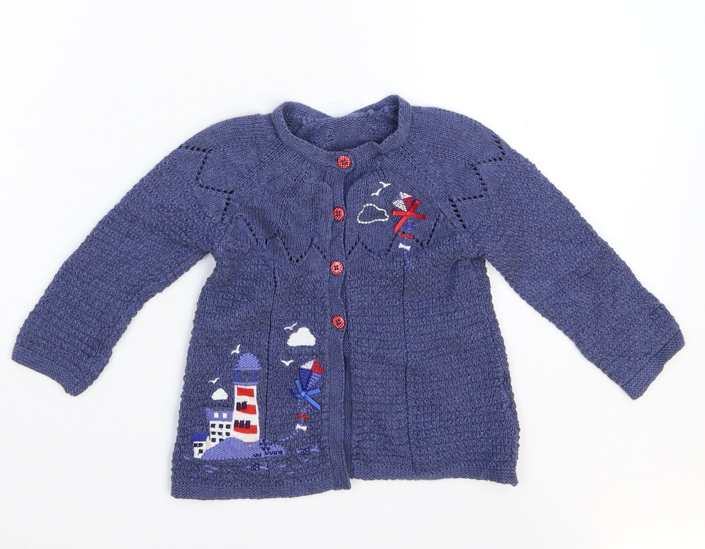 TU Girls Blue  Knit Cardigan Jumper Size 12-18 Months