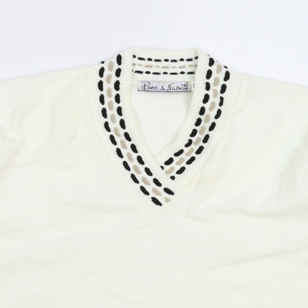 Pure & Natural Womens White  Knit Pullover Jumper Size L