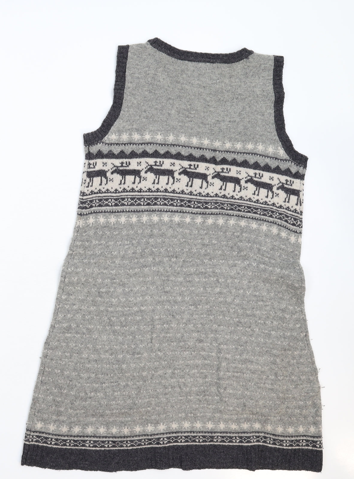 Atmosphere Womens Grey Geometric Knit Jumper Dress  Size 12