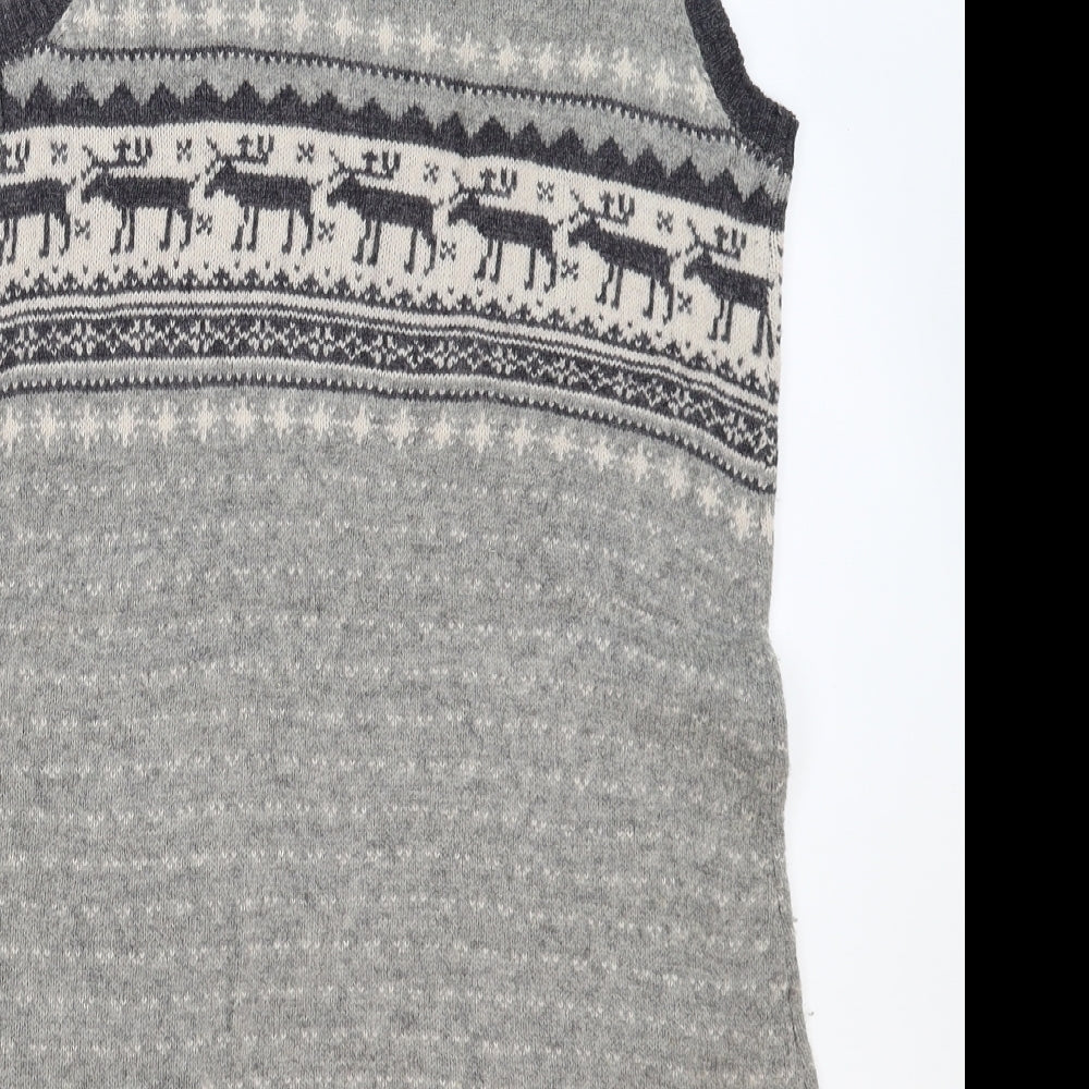 Atmosphere Womens Grey Geometric Knit Jumper Dress  Size 12