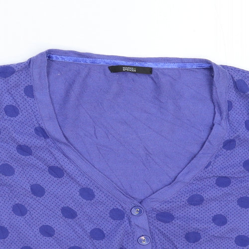 Marks and Spencer Womens Blue Polka Dot Knit Cardigan Jumper Size 16
