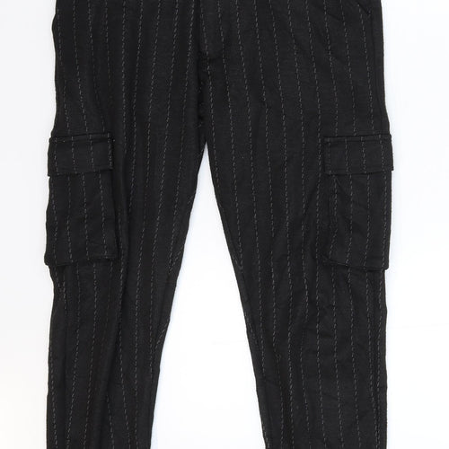 Boohoo Mens Black Striped  Cargo Trousers Size XS L27 in