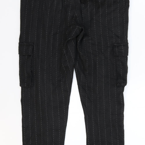 Boohoo Mens Black Striped  Cargo Trousers Size XS L27 in