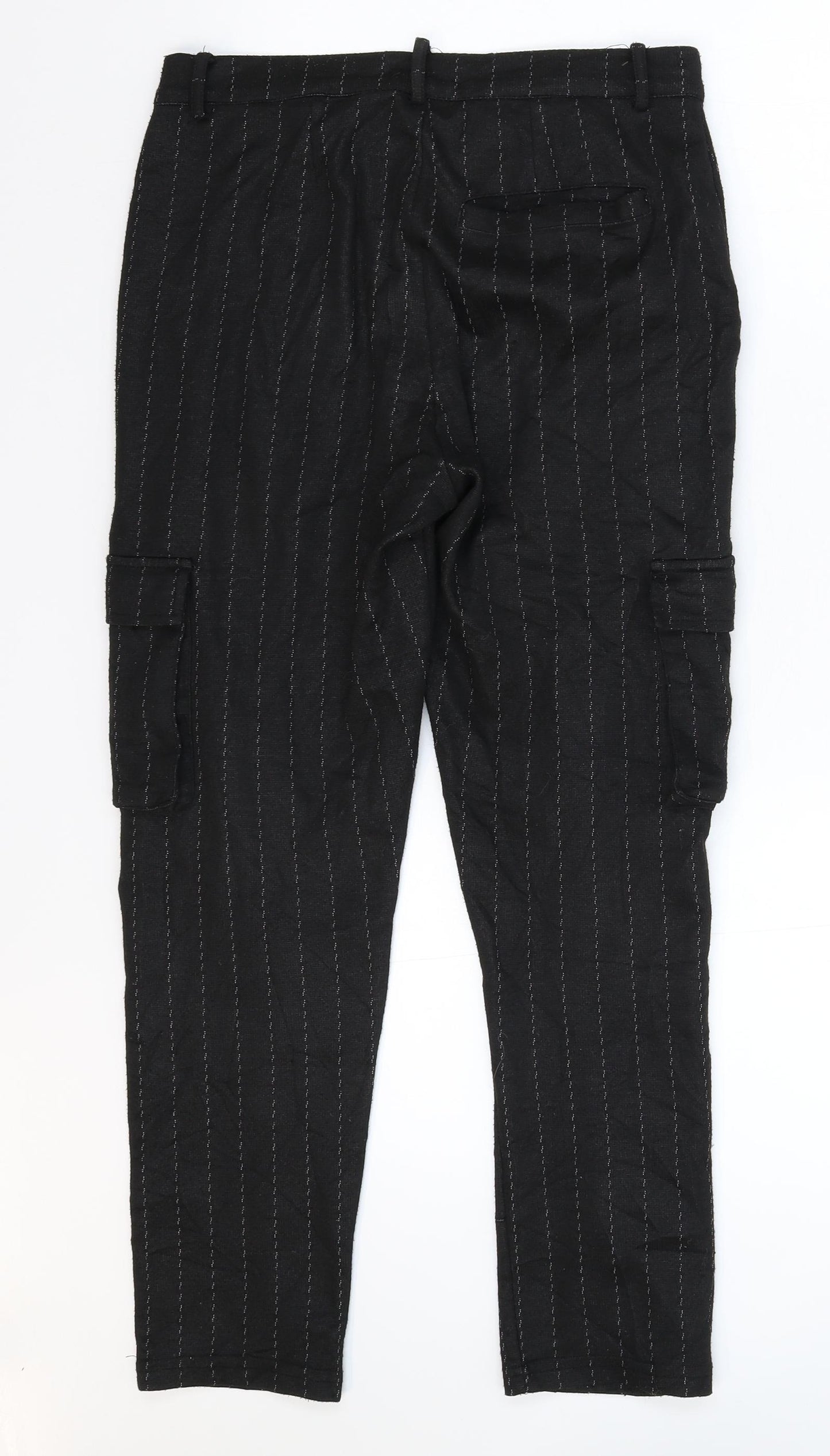 Boohoo Mens Black Striped  Cargo Trousers Size XS L27 in