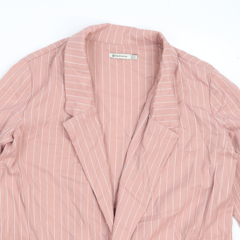 Stradivarius Womens Pink Striped  Jacket Blazer Size M