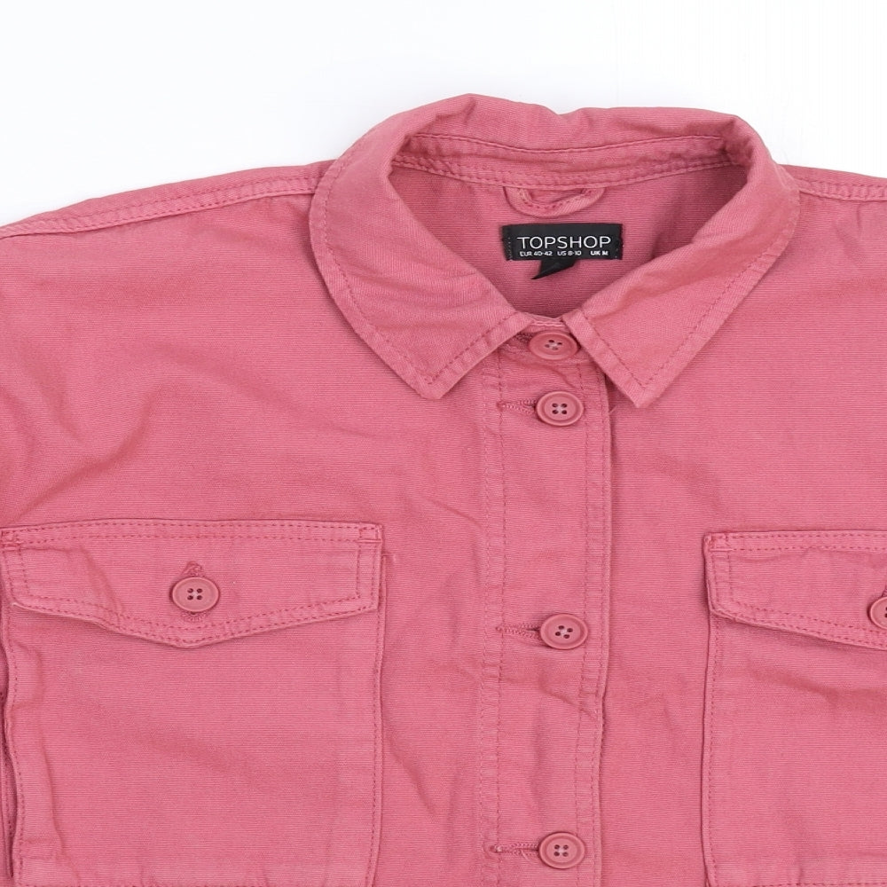 Topshop Womens Pink  Denim Jacket  Size M  - Oversized