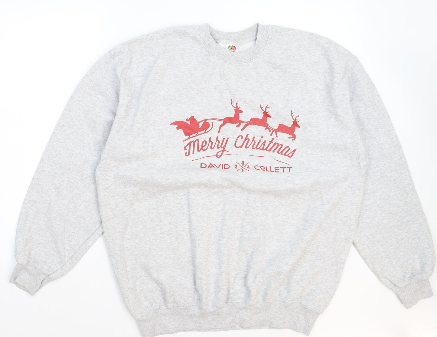 Fruit of the Loom Mens Grey   Pullover Sweatshirt Size XL  - Christmas