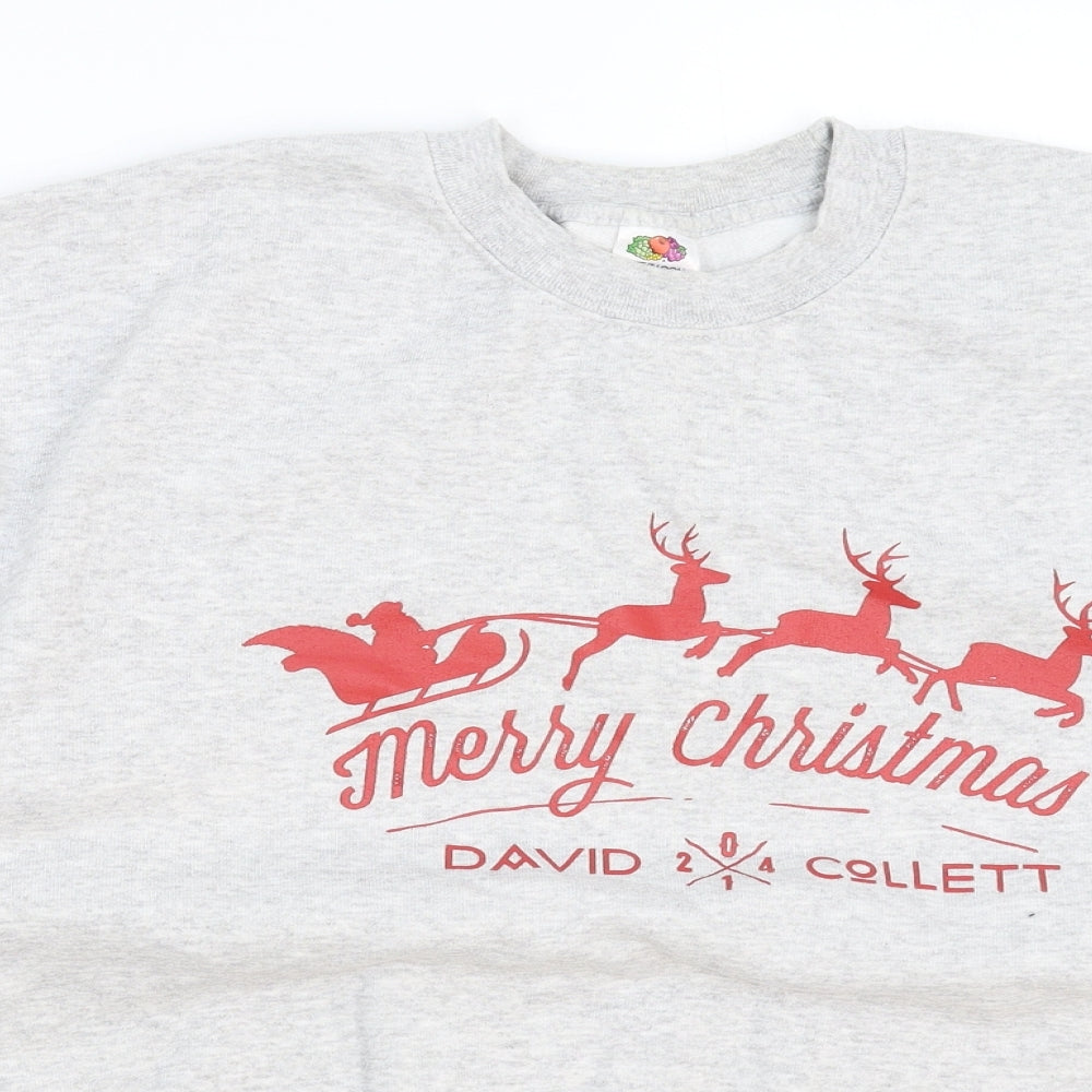 Fruit of the Loom Mens Grey   Pullover Sweatshirt Size XL  - Christmas