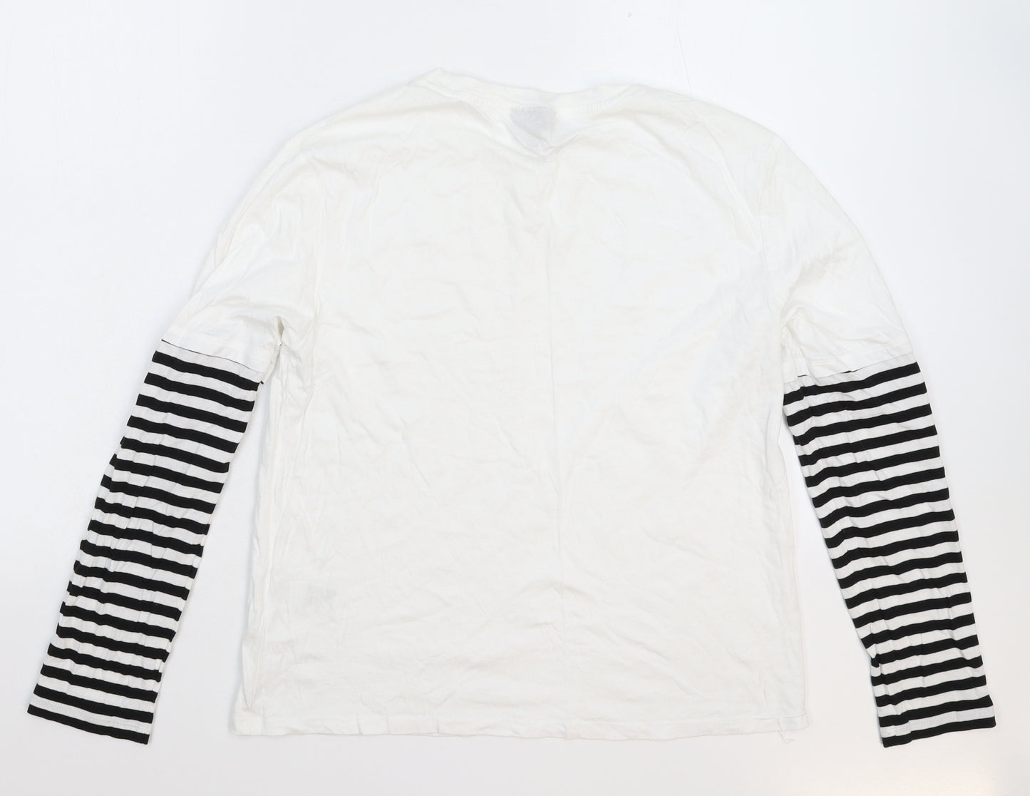 Topshop Womens White Striped  Basic T-Shirt Size 12