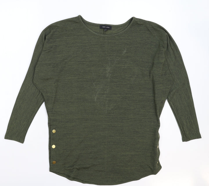 New Look Womens Green  Knit Pullover Jumper Size S  - Oversized