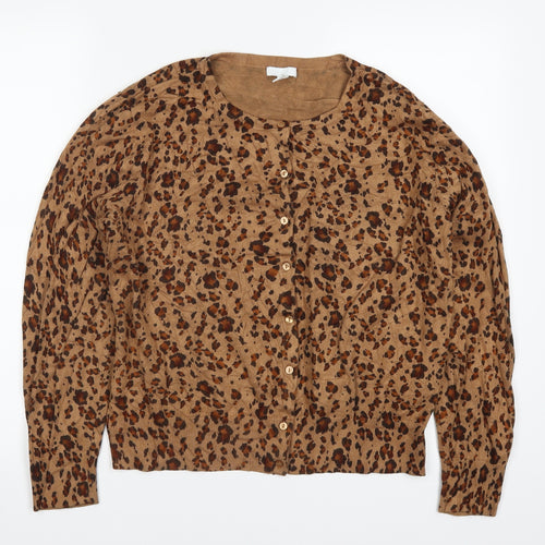H&M Womens Brown Animal Print  Cardigan Jumper Size L