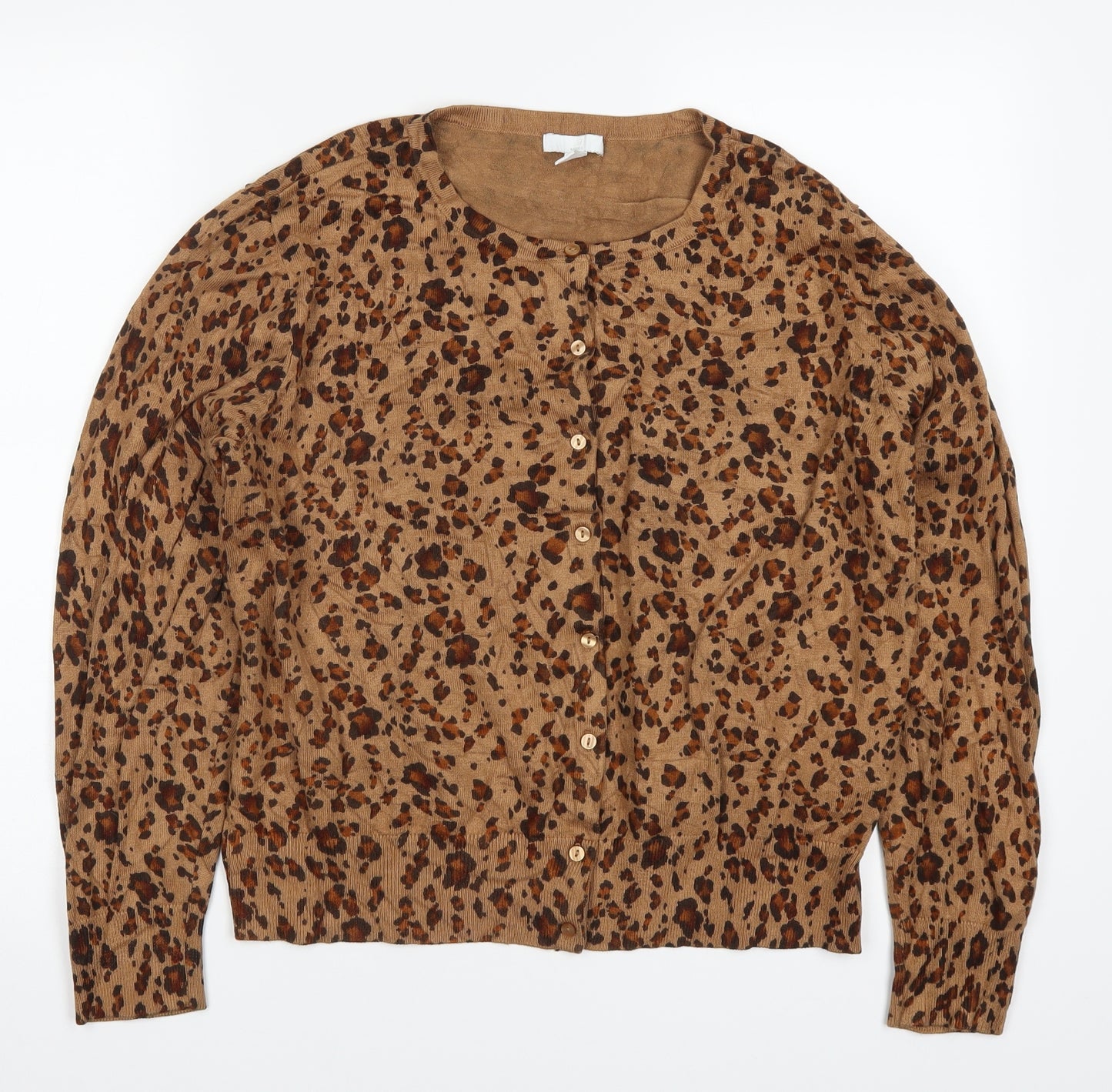 H&M Womens Brown Animal Print  Cardigan Jumper Size L