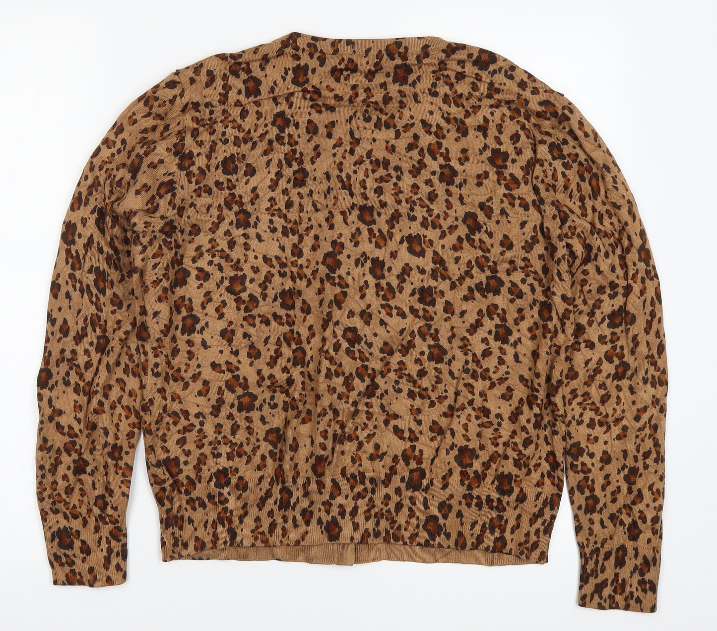 H&M Womens Brown Animal Print  Cardigan Jumper Size L