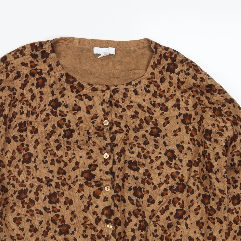 H&M Womens Brown Animal Print  Cardigan Jumper Size L