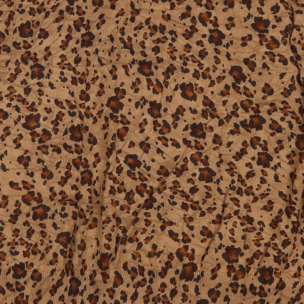 H&M Womens Brown Animal Print  Cardigan Jumper Size L