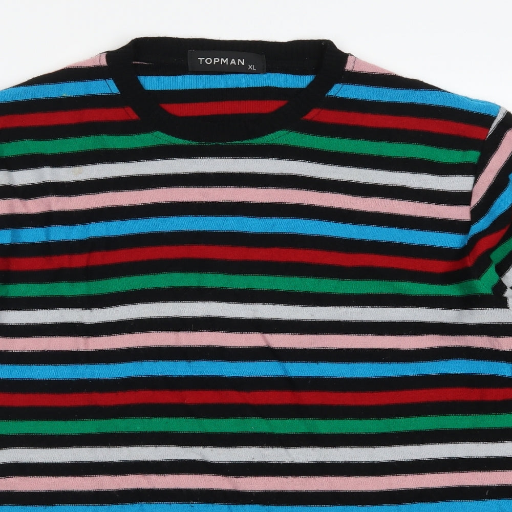 Topman Mens Multicoloured Striped  Pullover Jumper Size XL