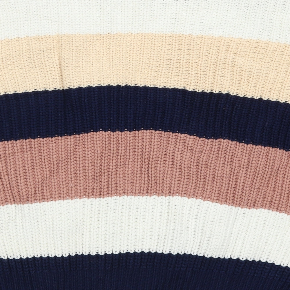 TU Womens Pink Striped Knit Pullover Jumper Size 10  - Blue