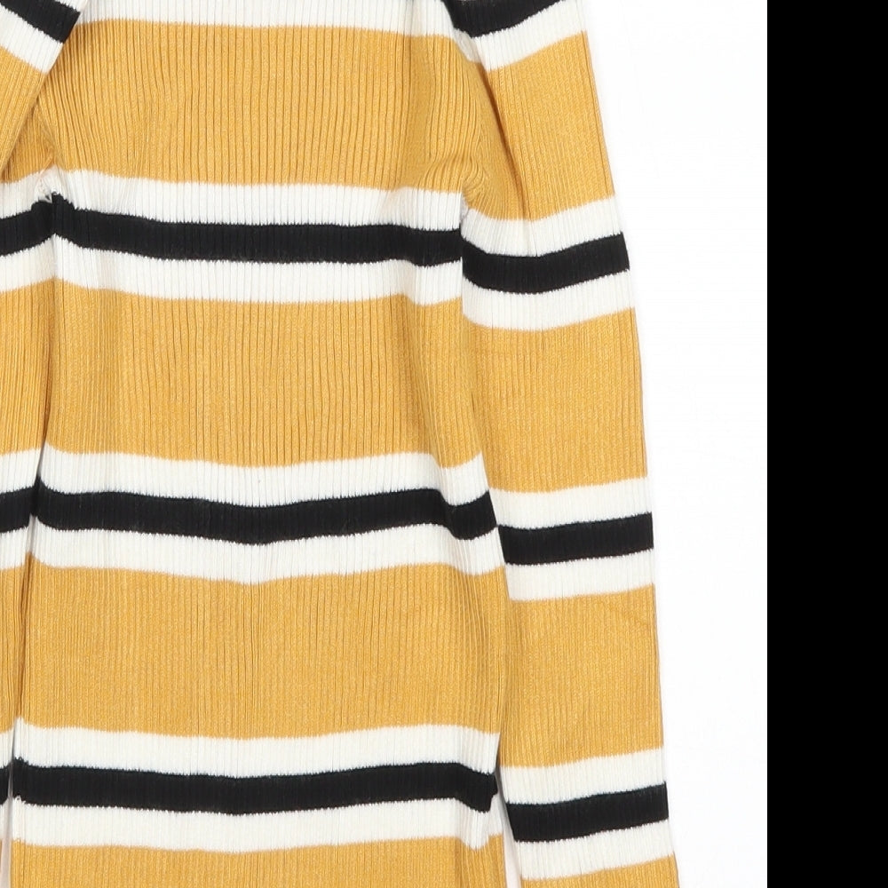 Primark Girls Yellow Striped  Pullover Jumper Size 8-9 Years