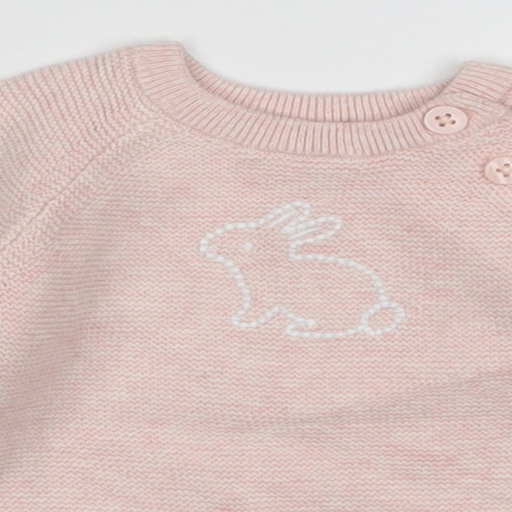 John Lewis Girls Pink   Pullover Jumper Size 0-3 Months  - Rabbit