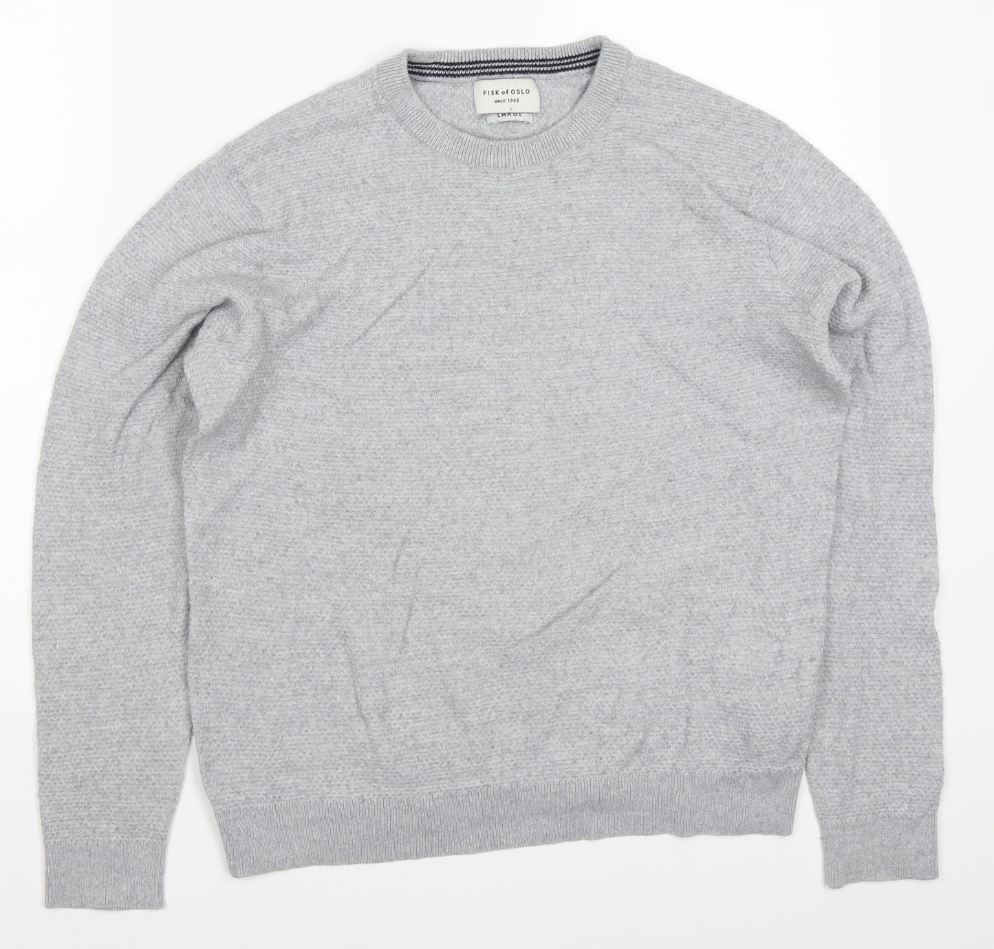 Fisk of Oslo Mens Grey  Knit Pullover Jumper Size L