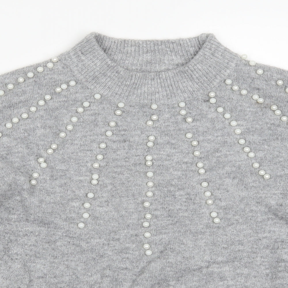 Quiz Womens Grey  Knit Pullover Jumper Size M