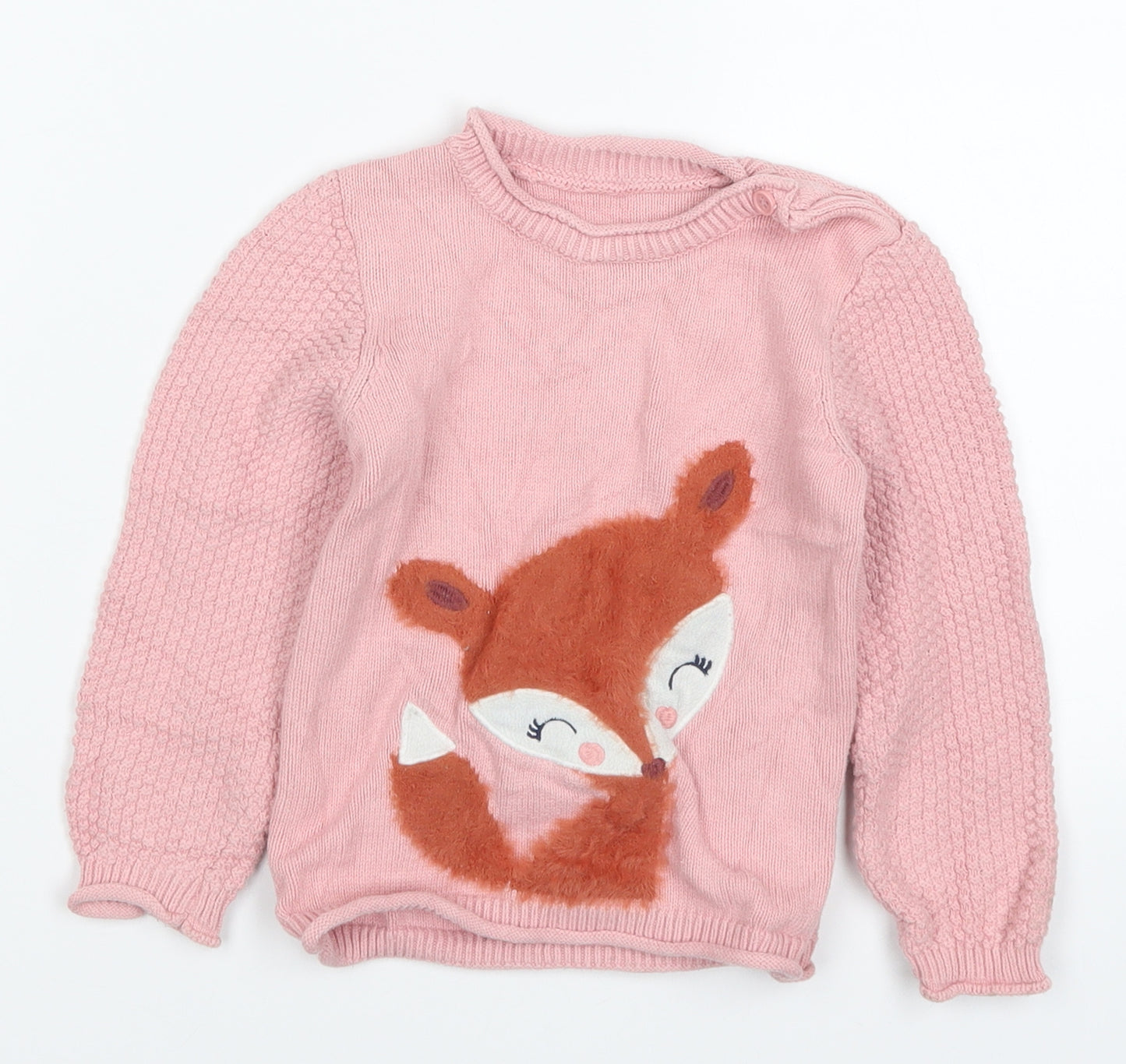 Nutmeg Girls Pink   Pullover Jumper Size 12-18 Months  - Fox